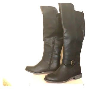 Black PU Leather Boots